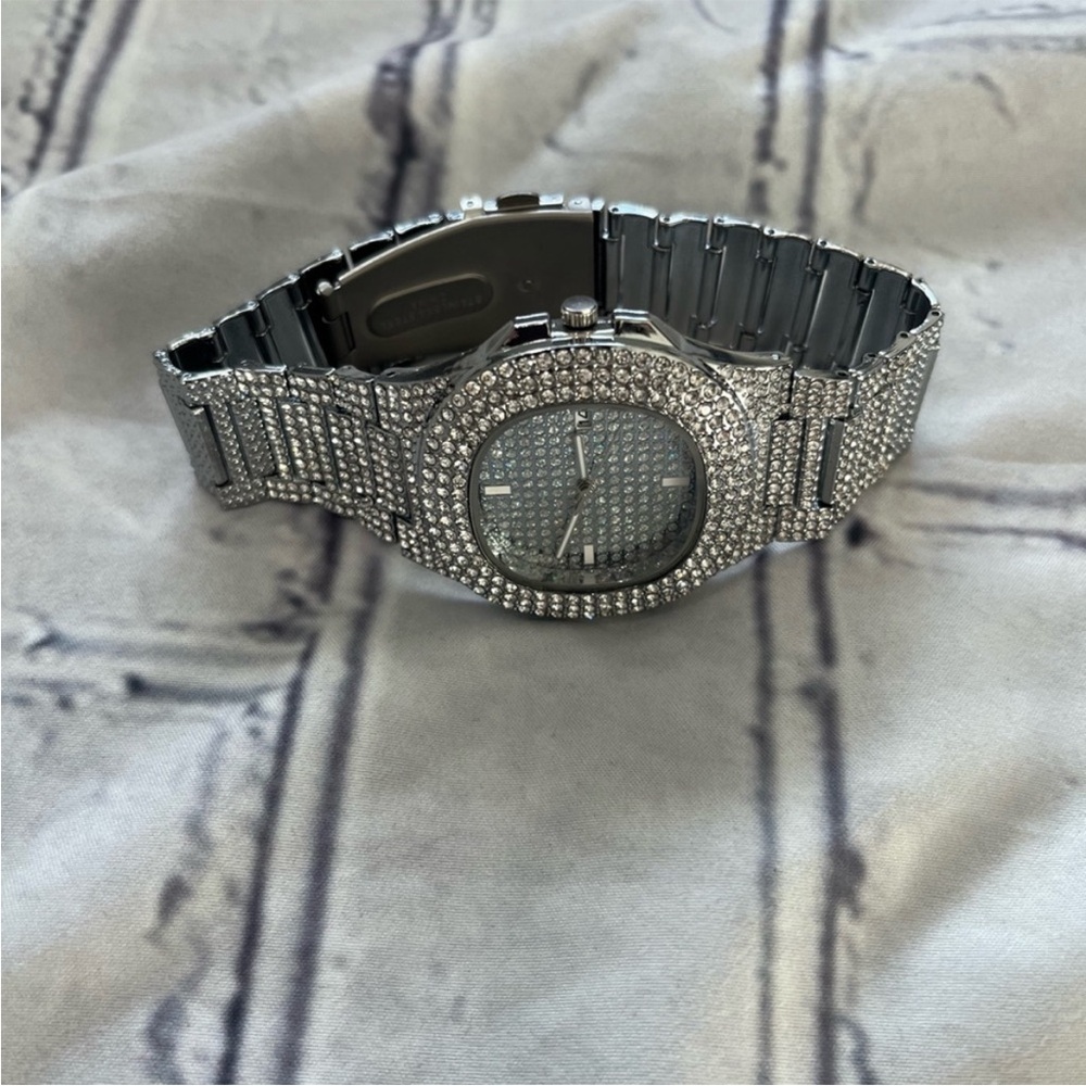 VVS Bustdown Simulated Diamond Stainless Steel Iced Out Luxury Hip Hop Watch - Picture 7 of 9